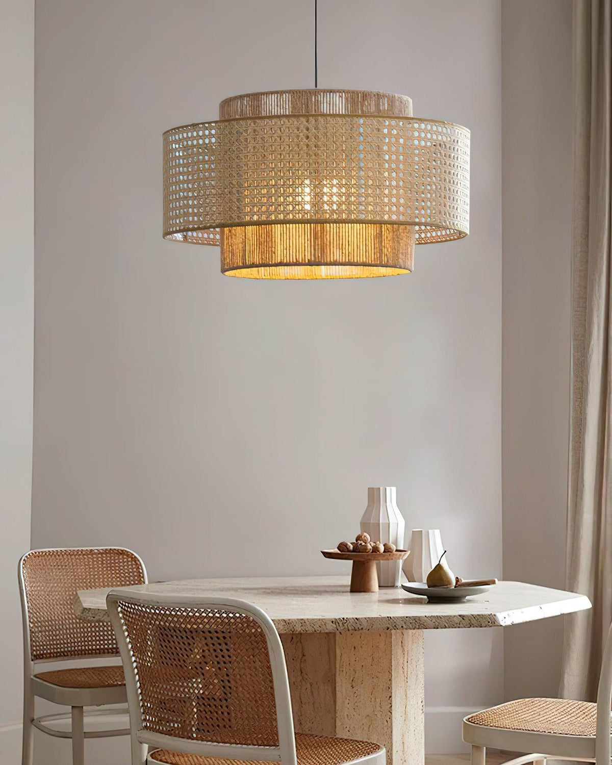Cross Rattan Pendant Lamp 15.7"