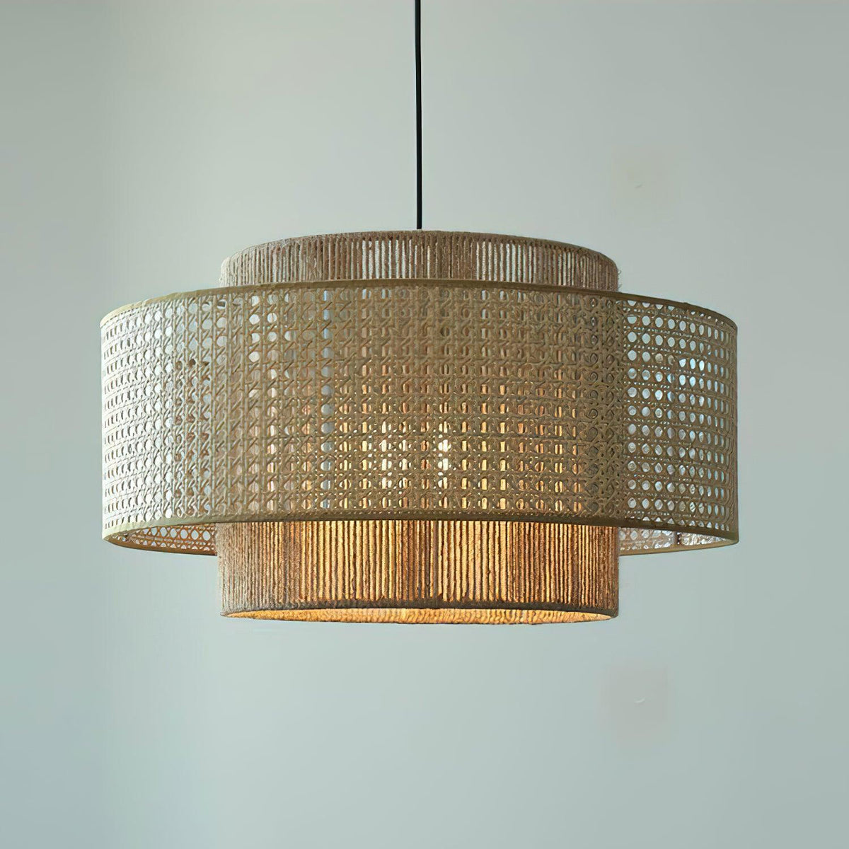 Cross Rattan Pendant Lamp 15.7"