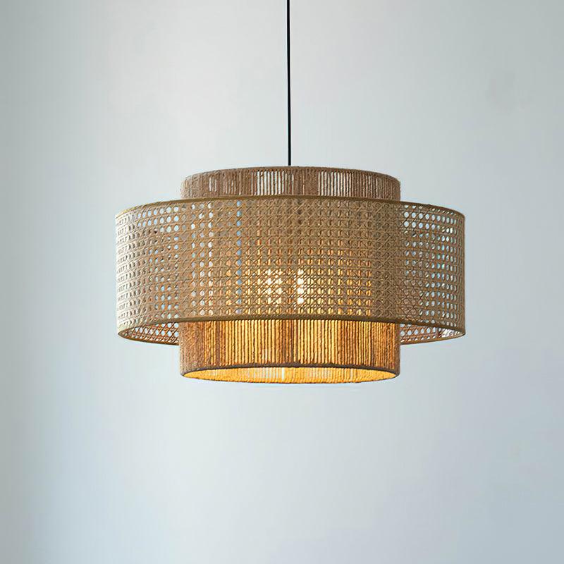 Cross Rattan Pendant Lamp 15.7"