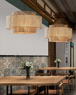 Cross Rattan Pendant Lamp 15.7"