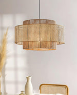 Cross Rattan Pendant Lamp 15.7"
