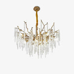 Crystal Icicles Branch Brass Chandelier