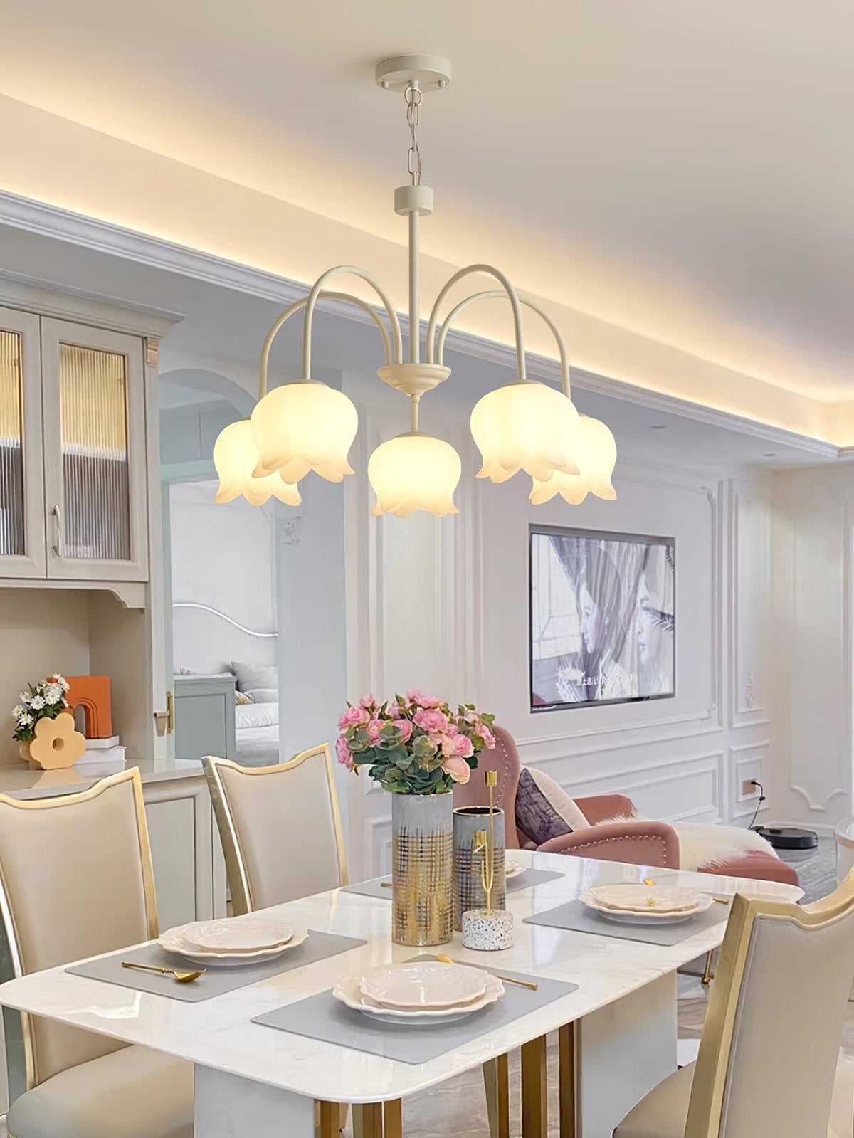 Curved Arm Bell Chandelier