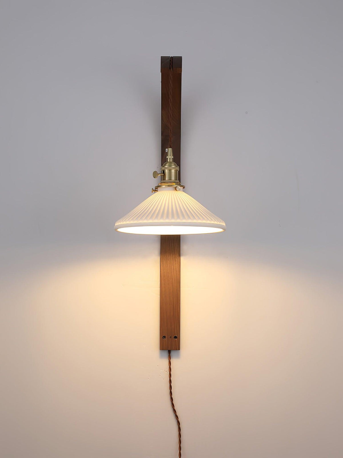 Curved Walnut Ceramic Wall Light