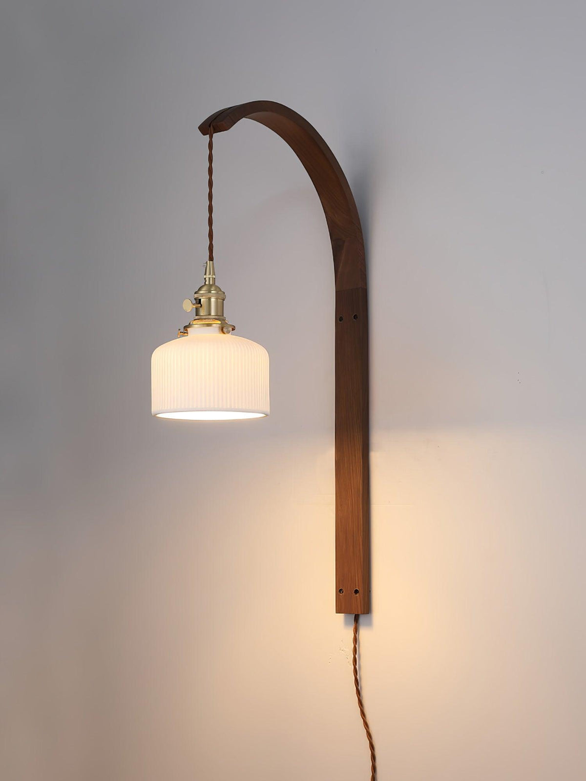 Curved Walnut Ceramic Wall Light