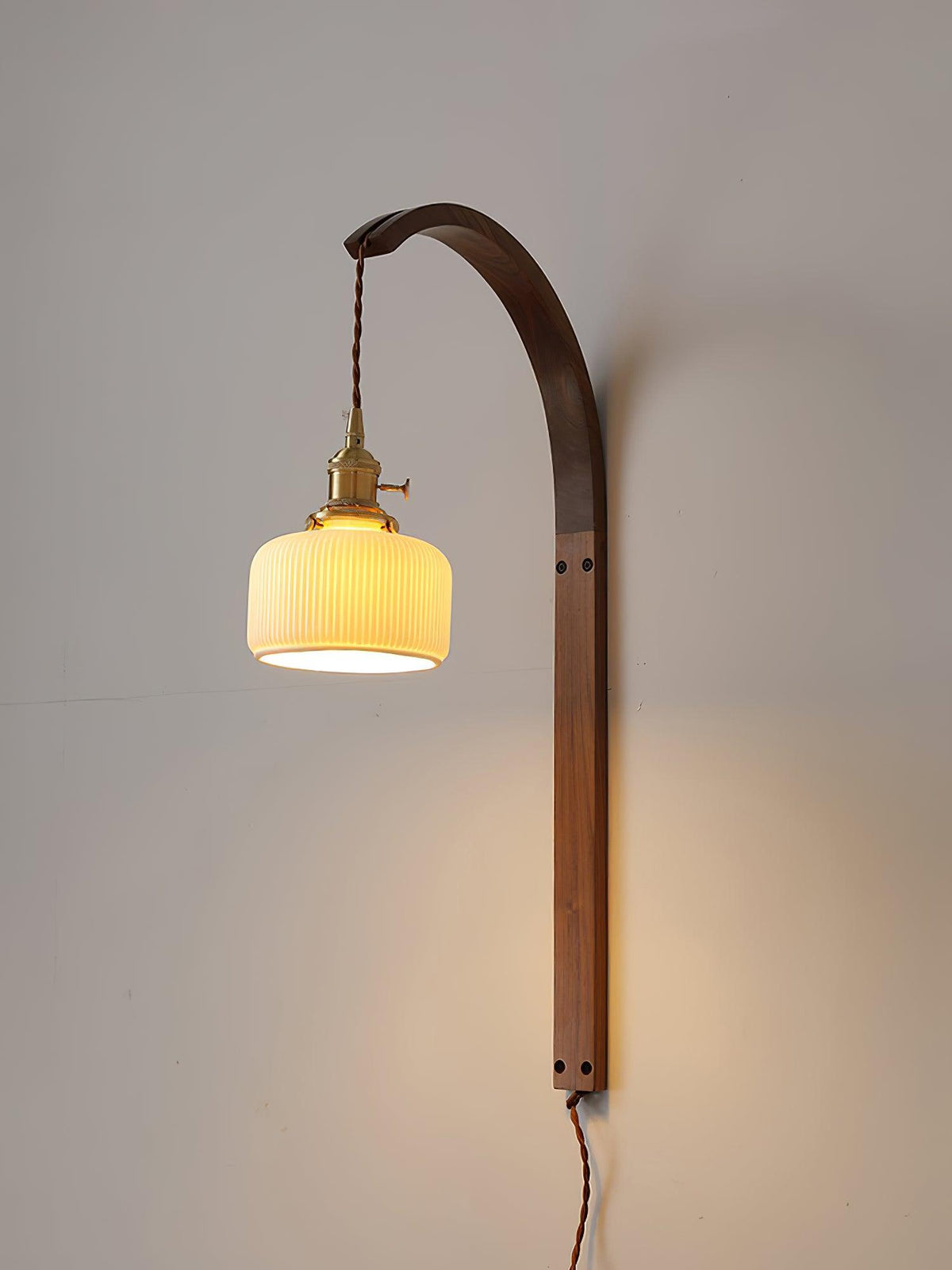 Curved Walnut Ceramic Wall Light