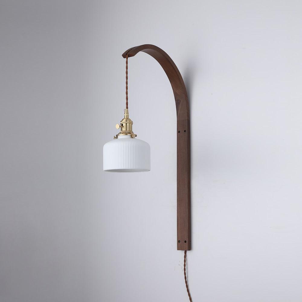 Curved Walnut Ceramic Wall Light