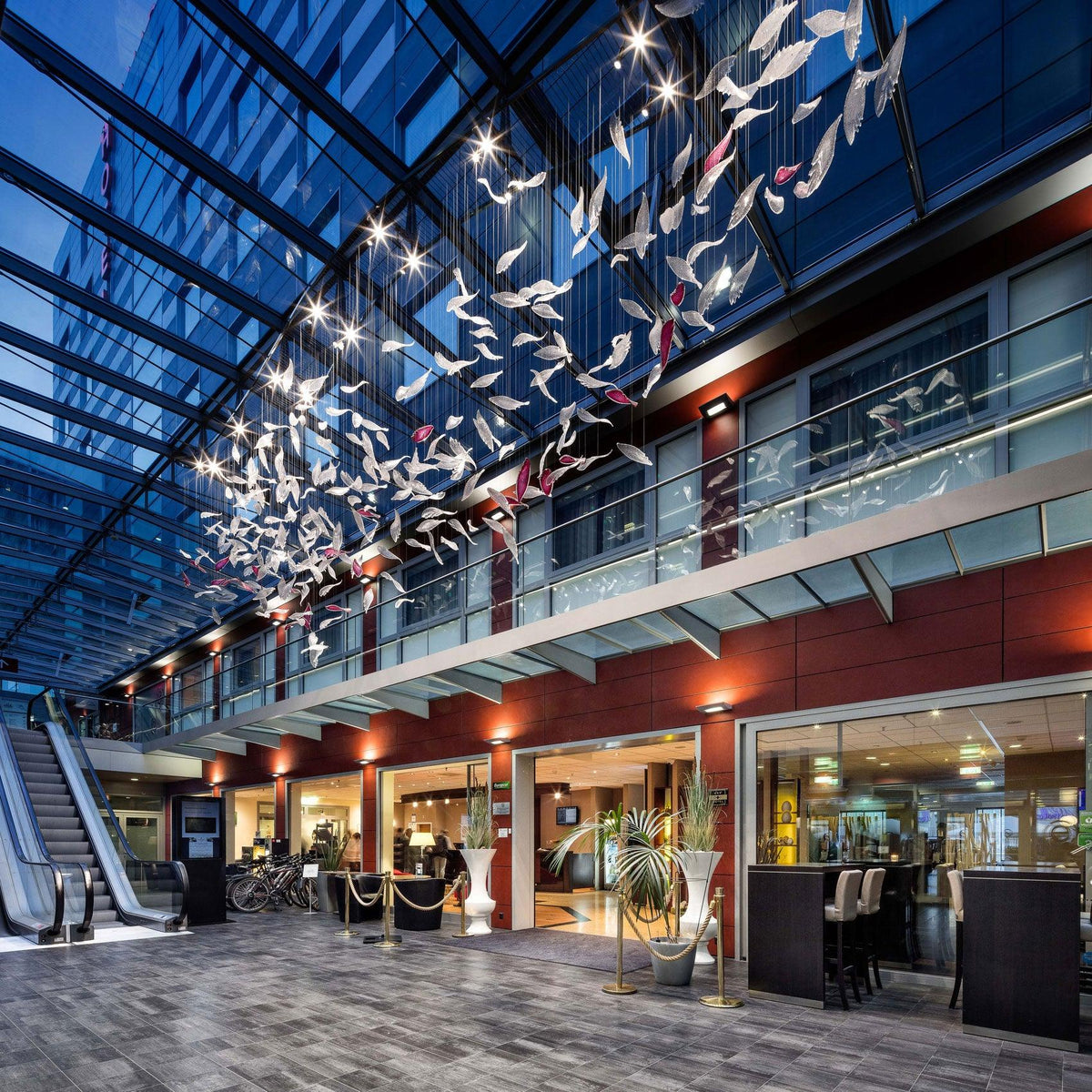 DIY Flying Glass Feather Chandelier