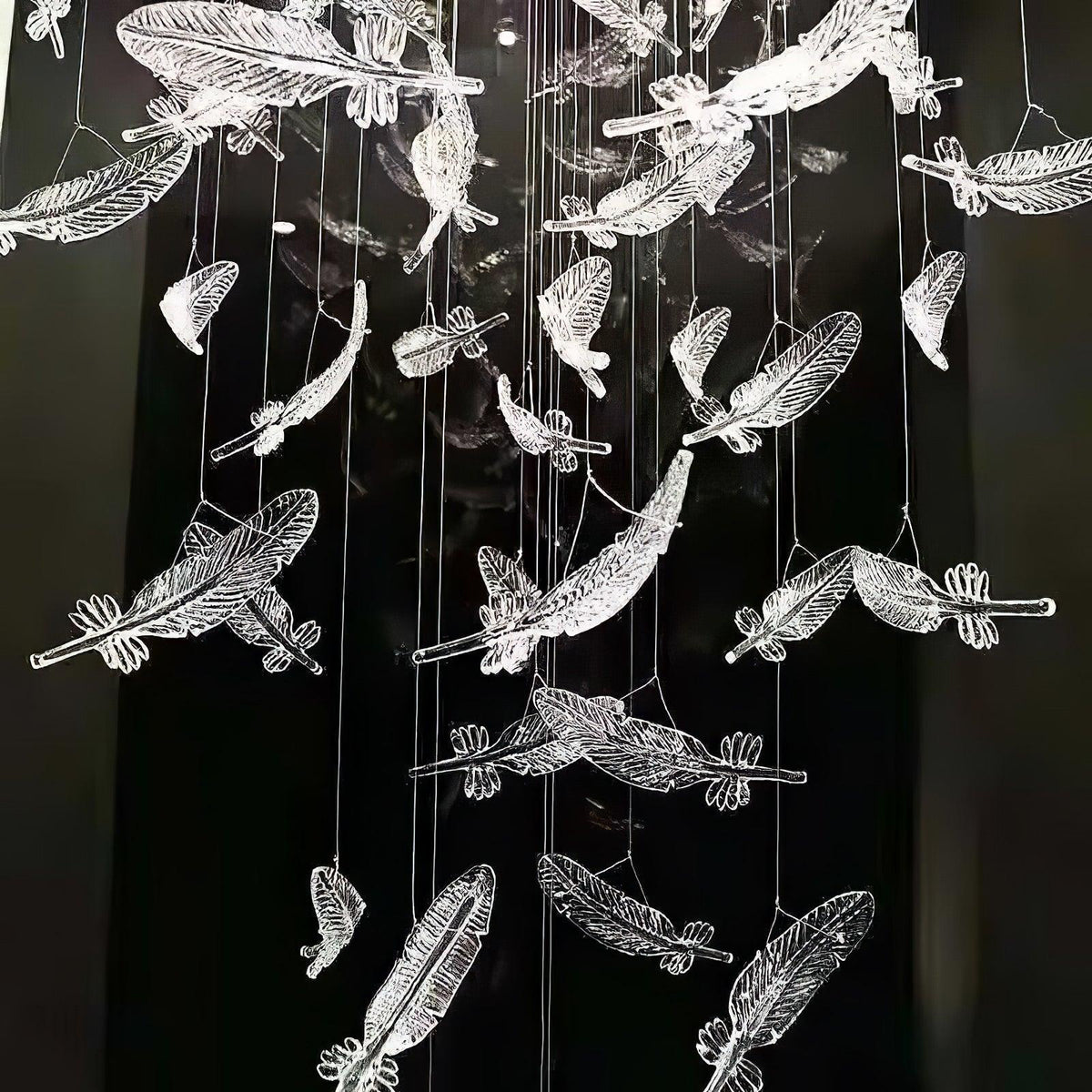 DIY Glass Feathers Chandelier