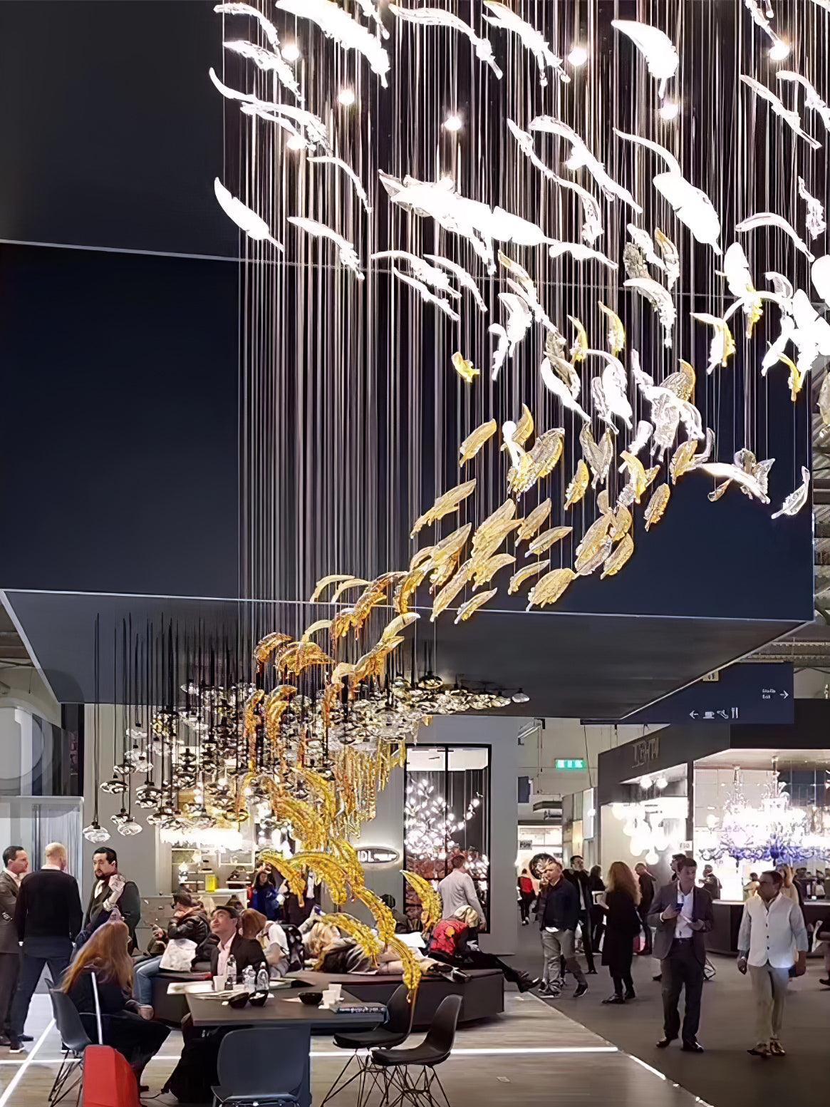 DIY Glass Feathers Chandelier