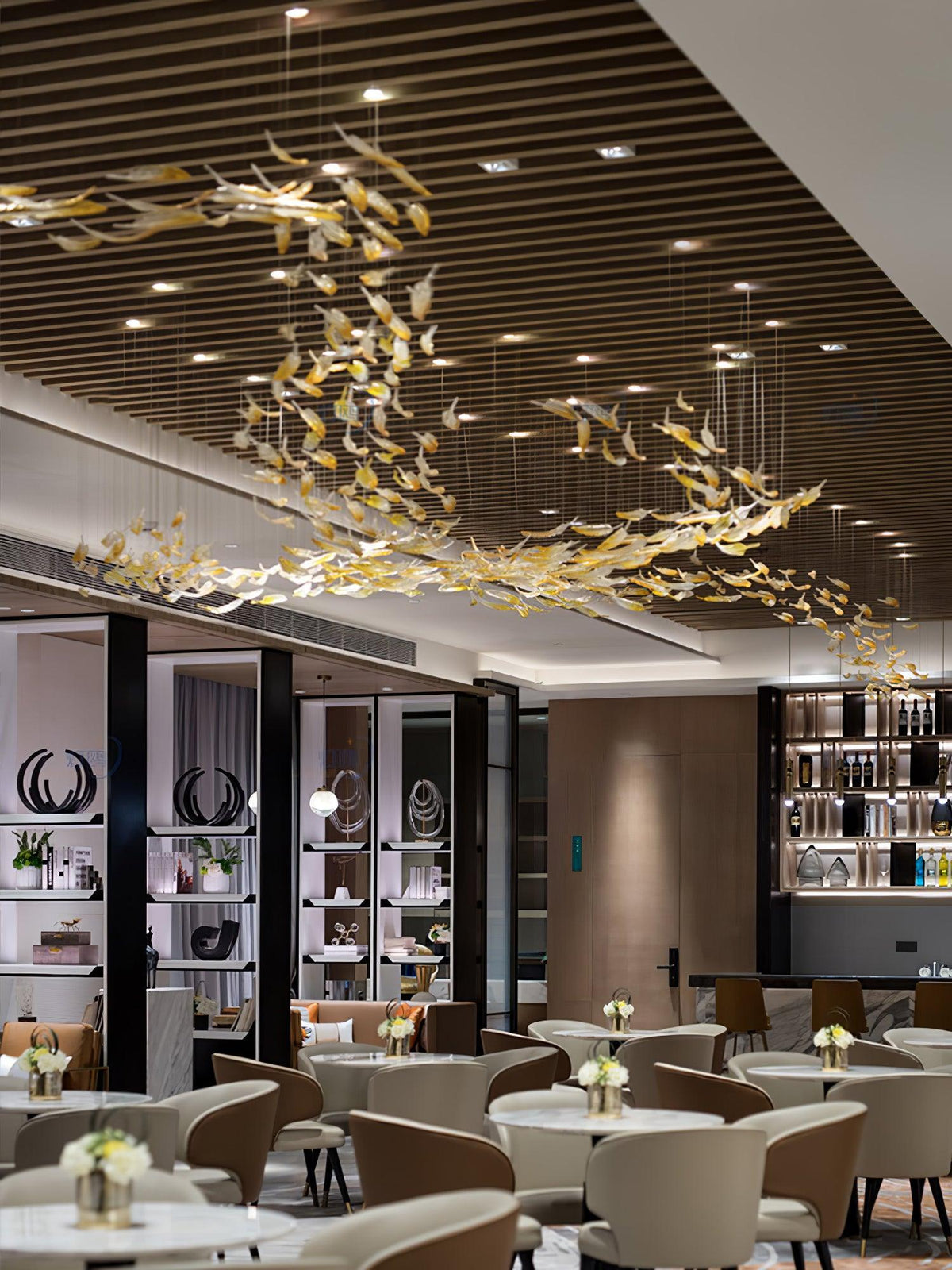 DIY Glass Feathers Chandelier