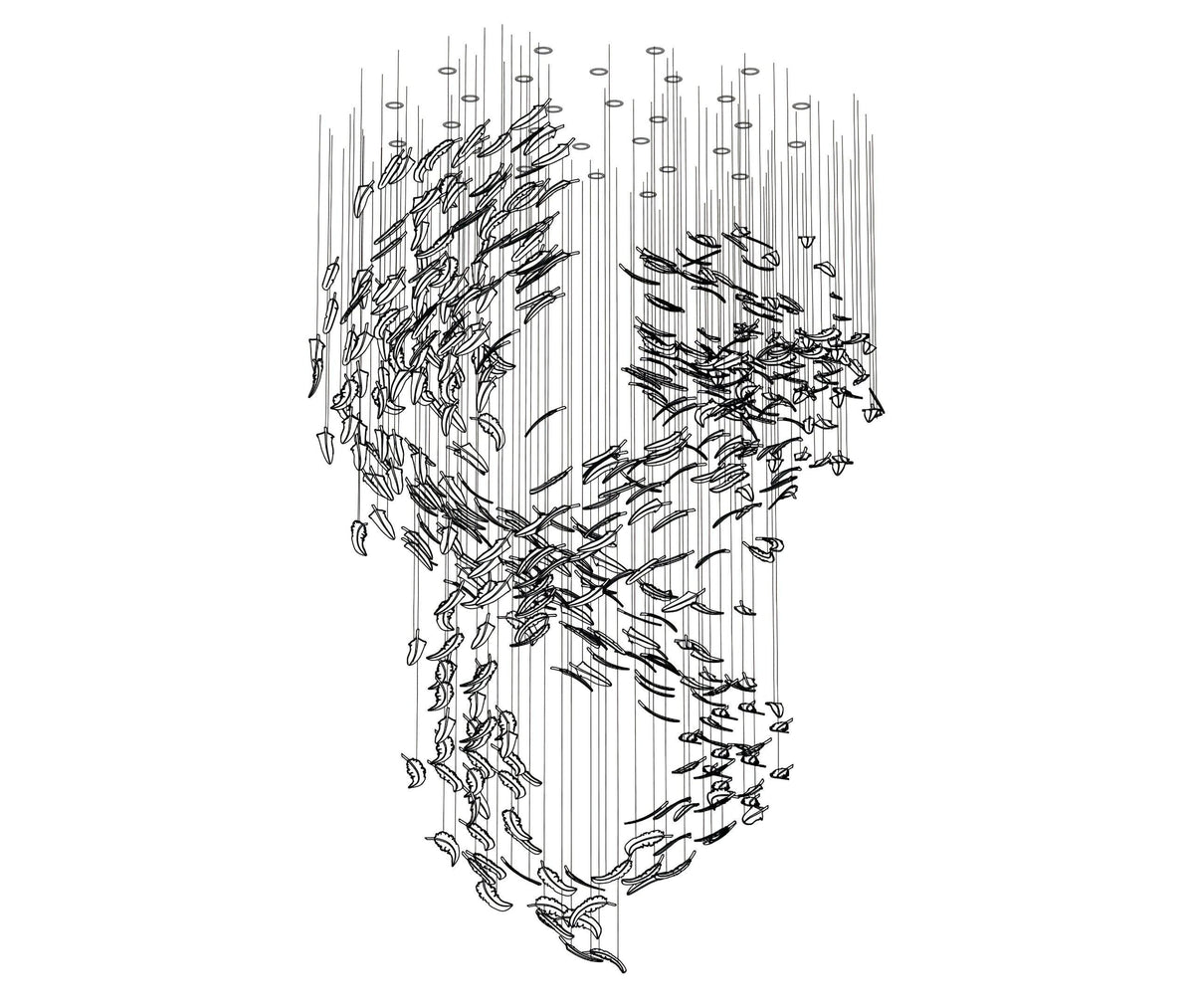 DIY Glass Feathers Chandelier