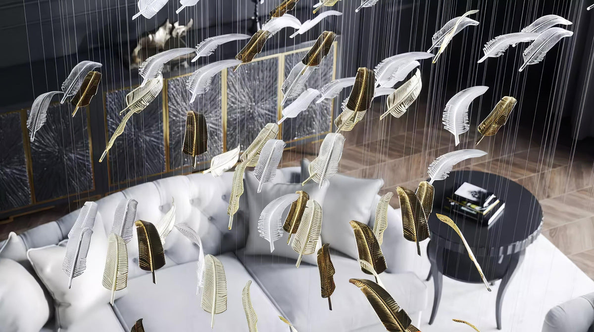 DIY Glass Feathers Chandelier