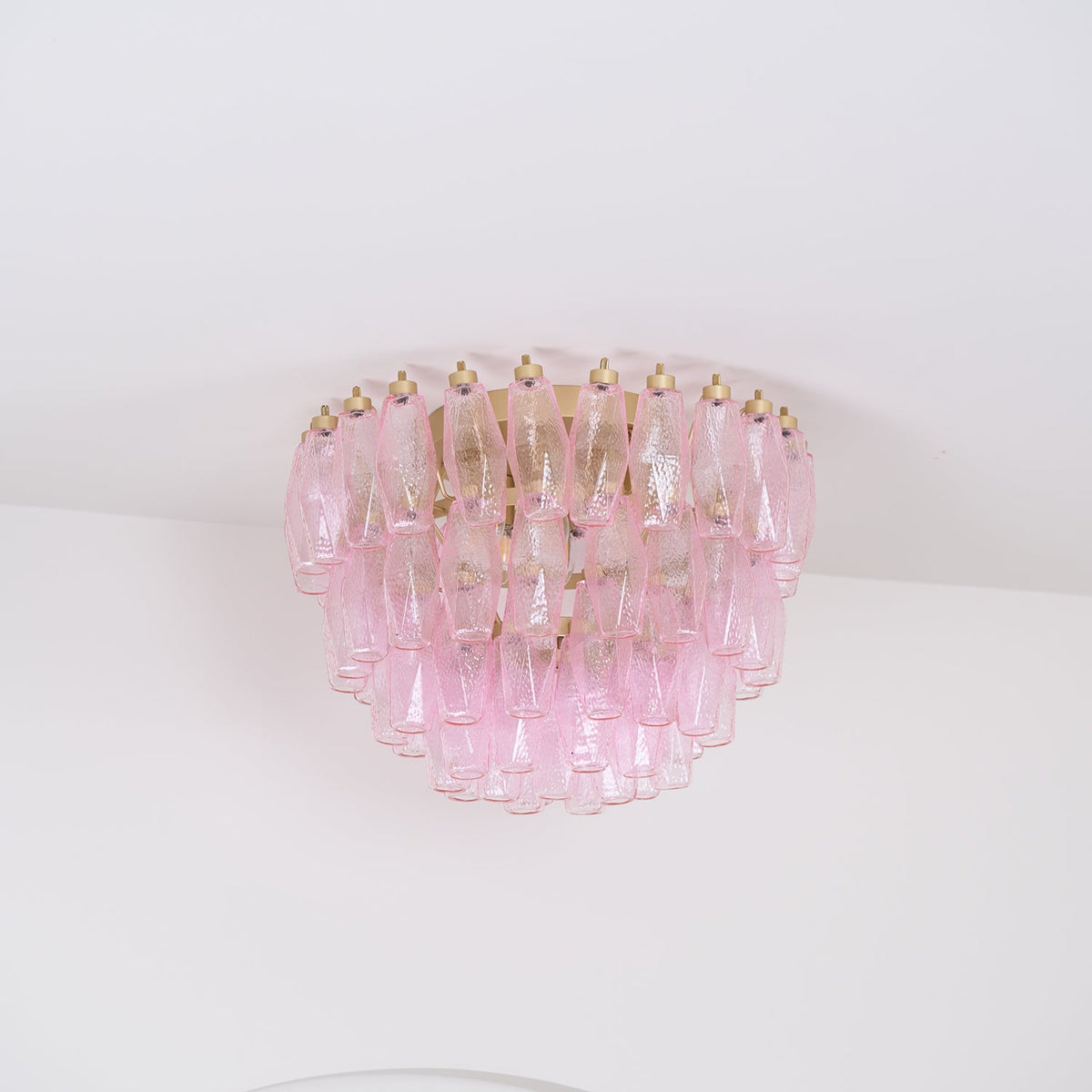 Poliedri Murano Pink Ceiling Light