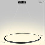 Round Geometric 30-Watt Single Ring Integrated LED Modern Bedroom Pendant