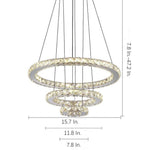 3-Ring Adjustable Circles Tiered Crystal Bling Hanging Modern Chandeliers
