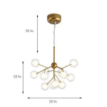 Sputnik Cluster Chandelier Light Metal Glass LED Chandelier 12 Bulbs