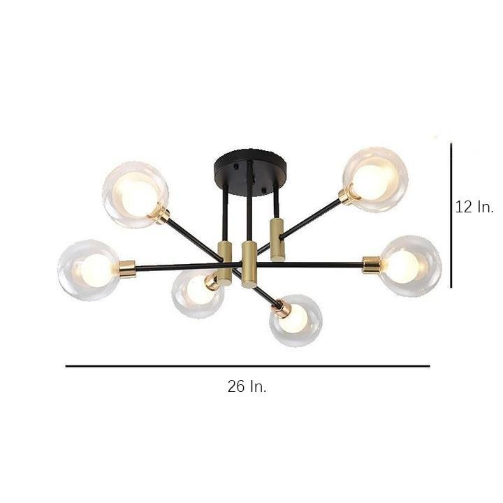 Modern Metal Glass Flush Mount Sputnik Light LED Bedroom Ceiling Lights
