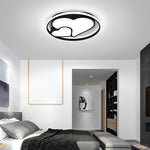 2 Heart Circle Dimmable LED Modern Flush Mount Ceiling Light with Remote