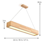 LED Rectangular Chandelier Wood Rustic Chandelier Lighting Kitchen Dining Room