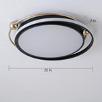 Artistic Circles Dimmable LED Black Nordic Flush Mount Ceiling Light