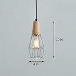 Antique Lantern Pendant Light Vintage Metal Wood Bamboo LED Ceiling Light