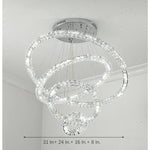 3/4-Light LED Tiered Chandelier LED Crystal Ring Hanging Pendant Light