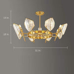 Brass Ring Frame Crystal Chandelier -Gold Metal, Crystal Accents Pendant Lights