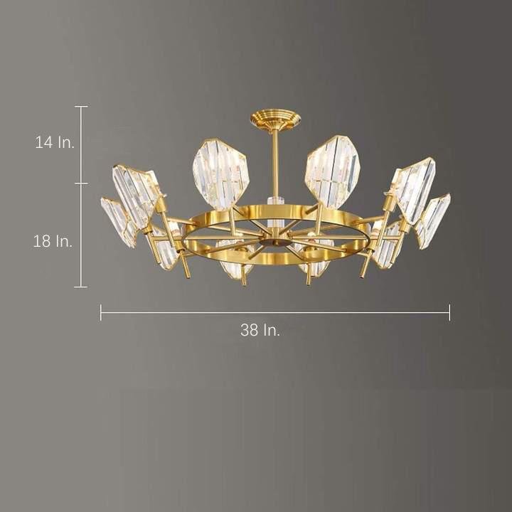 Brass Ring Frame Crystal Chandelier -Gold Metal, Crystal Accents Pendant Lights