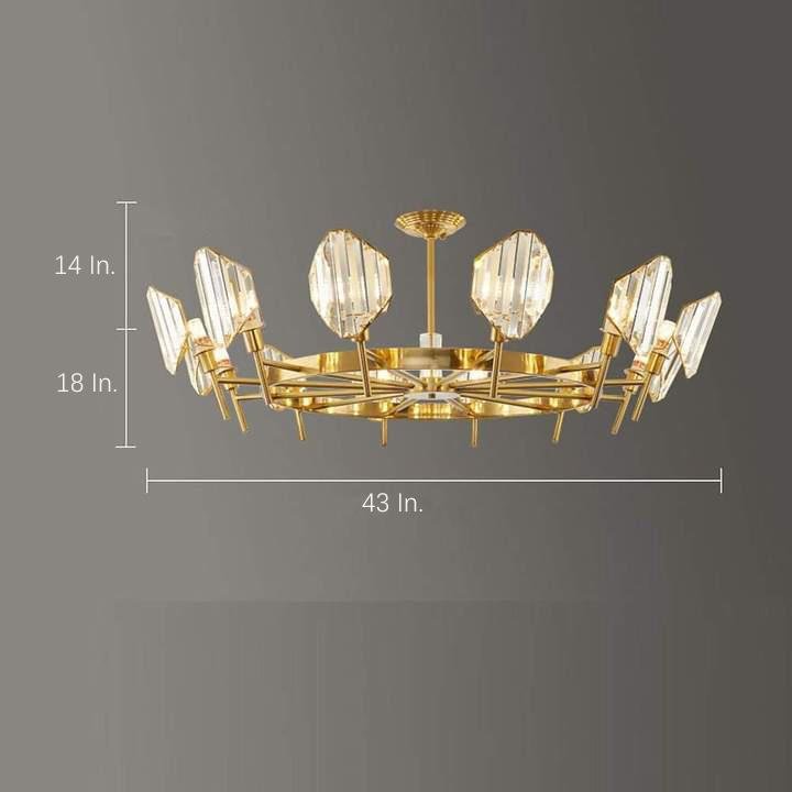 Brass Ring Frame Crystal Chandelier -Gold Metal, Crystal Accents Pendant Lights