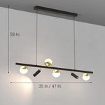 6/8-Light Black Island Horizontal Suspension Linear Pendant Light