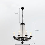 Empire Wagon Wheel Chandelier - 8/10/12 Candle Lights,20'' Adjustable Chain, Crystal Accents