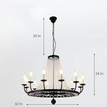 Empire Wagon Wheel Chandelier - 8/10/12 Candle Lights,20'' Adjustable Chain, Crystal Accents