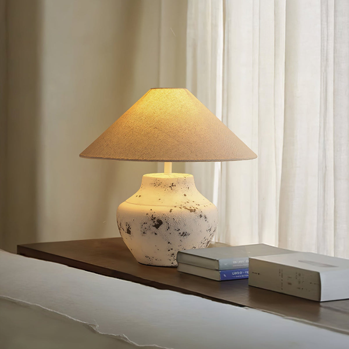Distressed White Ceramic Table Lamp