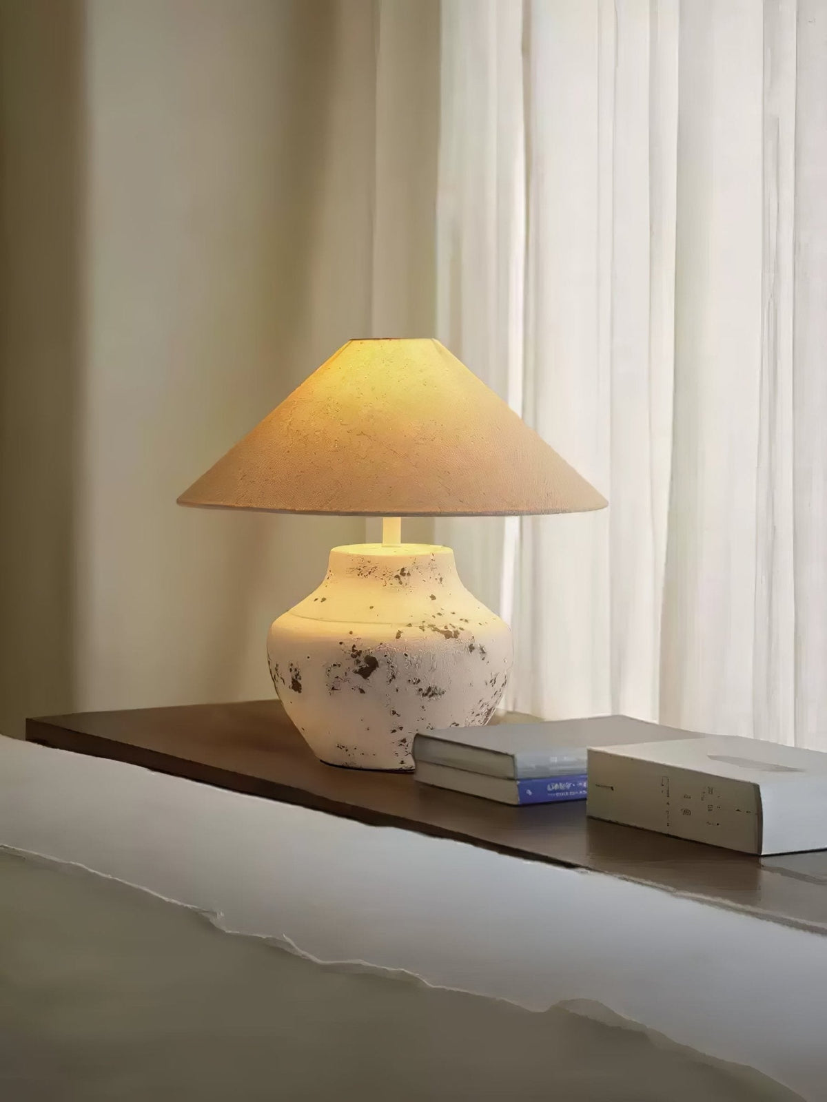 Distressed White Ceramic Table Lamp