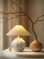 Distressed White Ceramic Table Lamp