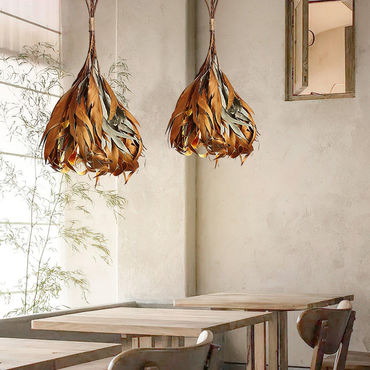 Double Sided Leaf Pendant Lamp 13.8"