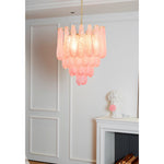 Murano Pink Glass Droplet Chandelier