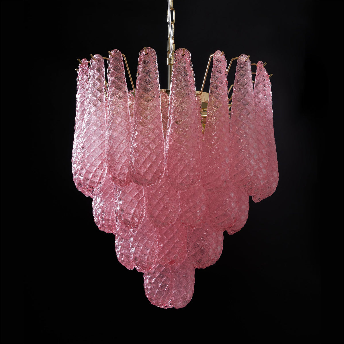 Murano Pink Glass Droplet Chandelier