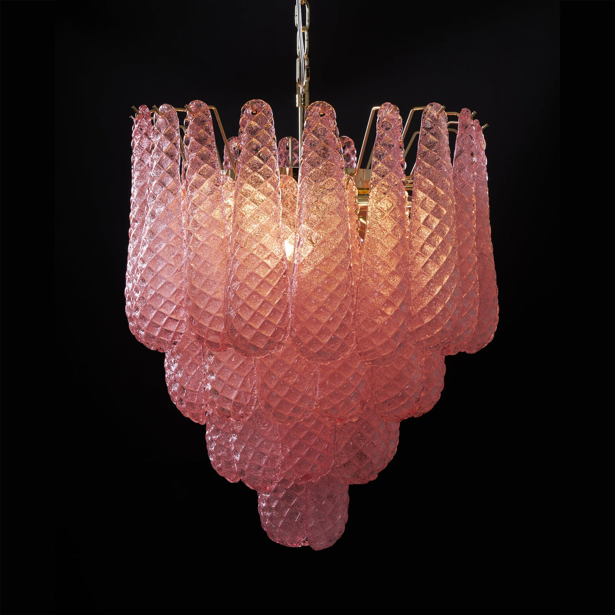 Murano Pink Glass Droplet Chandelier