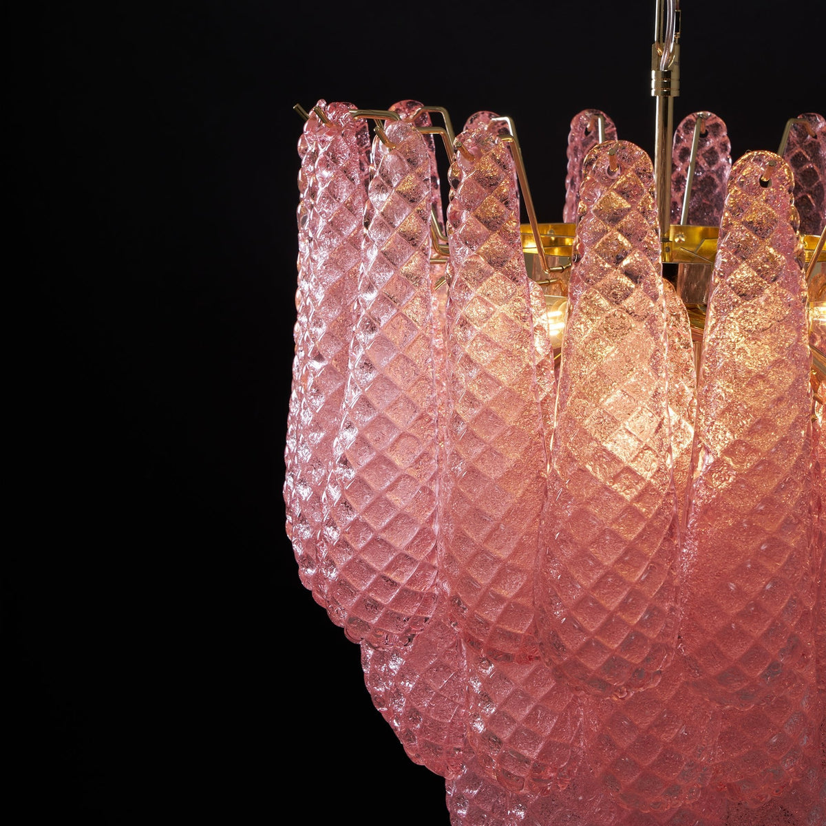 Murano Pink Glass Droplet Chandelier