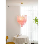 Murano Pink Glass Droplet Chandelier