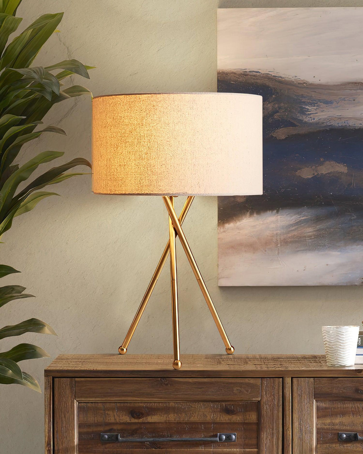 Drum Shaped Table Lamp 13.8"
