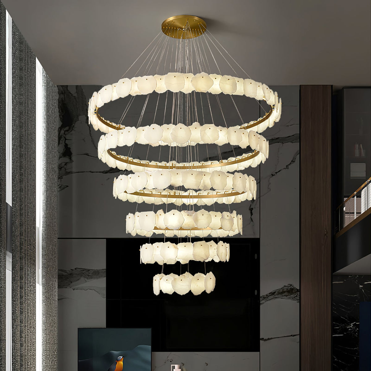 Ecliptica Spiral Alabaster Chandelier