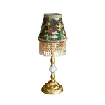 Edwardian Table Lamp with Appliquéd Beaded Shade 7.1"