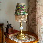 Edwardian Table Lamp with Appliquéd Beaded Shade 7.1"