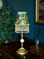 Edwardian Table Lamp with Appliquéd Beaded Shade 7.1"