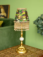 Edwardian Table Lamp with Appliquéd Beaded Shade 7.1"