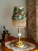 Edwardian Table Lamp with Appliquéd Beaded Shade 7.1"