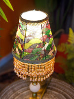 Edwardian Table Lamp with Appliquéd Beaded Shade 7.1"